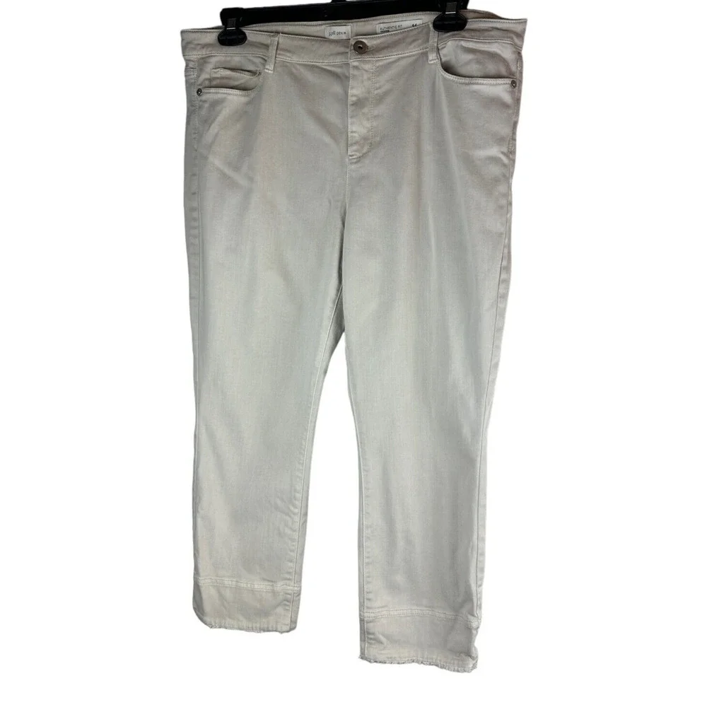 J. Jill Authentic Fit Cropped Jeans Fringe Raw Hem Pebble Cream Plus Size 16 - Picture 2 of 7